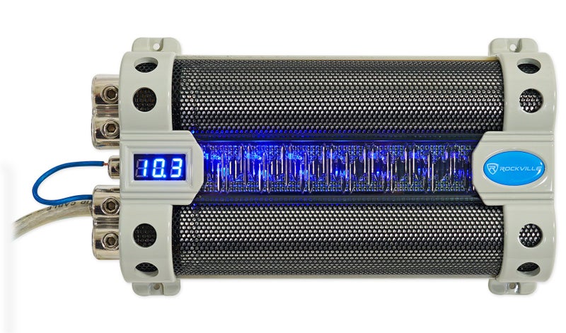 Rockville RFC50F v2 50 Farad Car Audio Capacitor, 3-Digit Super Bright Blue LED Voltage Display, Polarity Alerts, Heavy-Duty Terminals, for Car Audio Systems - Image 2